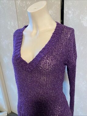 Purple V-Neck loose Knit Sweater